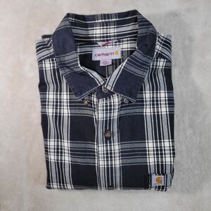 Carhartt Button Front Shirt Short Sleeve Men's 2xLarge Plaid Workwear‎ Relaxed
